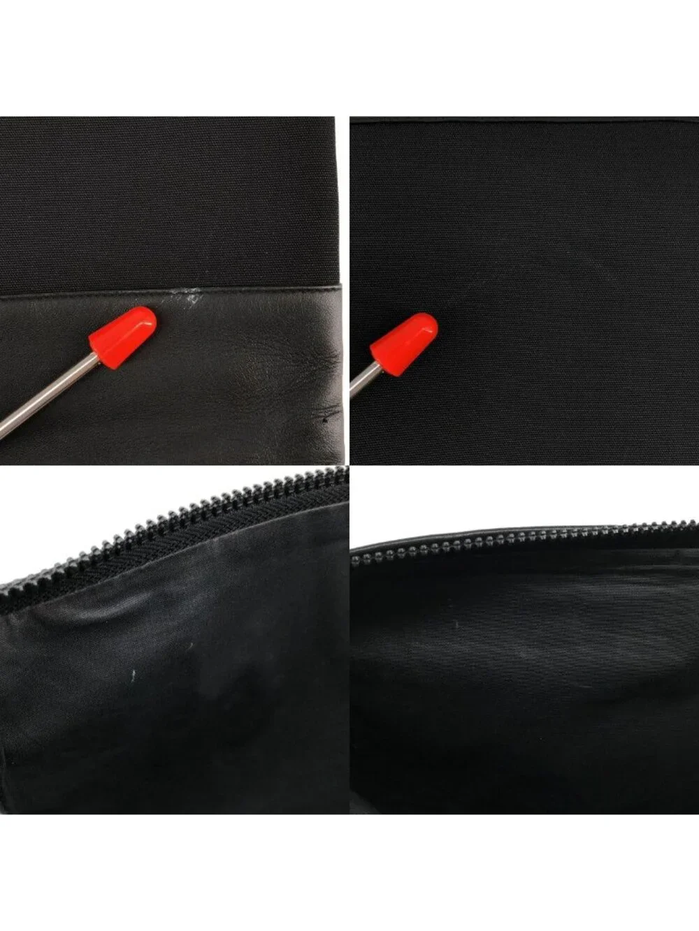 Bottega Veneta Intrecciato Leather Canvas Paneled Clutch Black